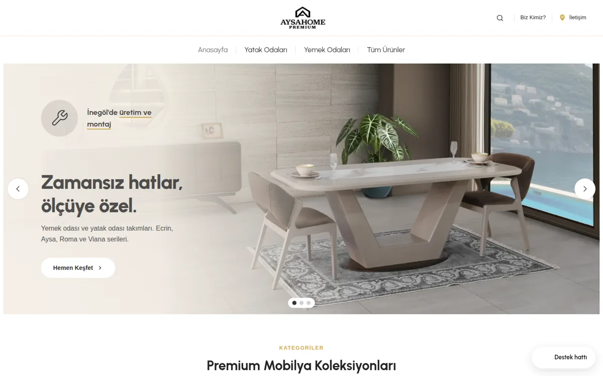 Aysa Home web sitesi ana sayfa ekran görüntüsü