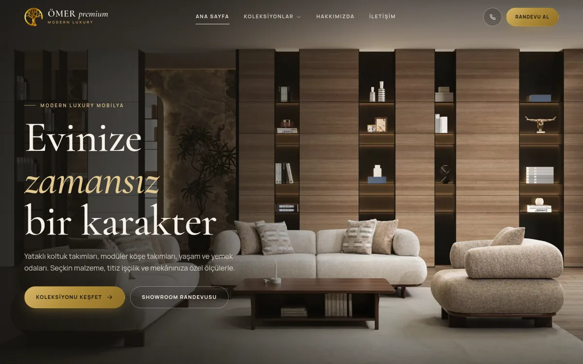 Ömer Premium web sitesi ana sayfa ekran görüntüsü